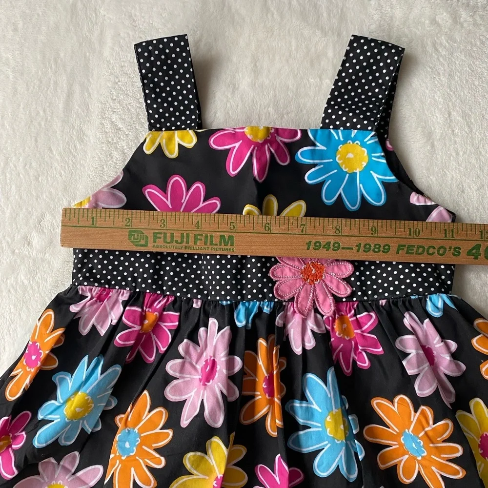 BLUEBERI Boulevard Dress Floral Black Polka‎ Dot Multicolored embroidered 4T